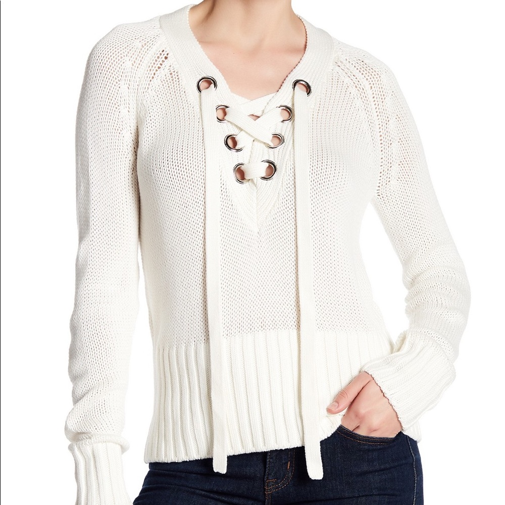LOVERS + FRIENDS LACE UP SWEATER